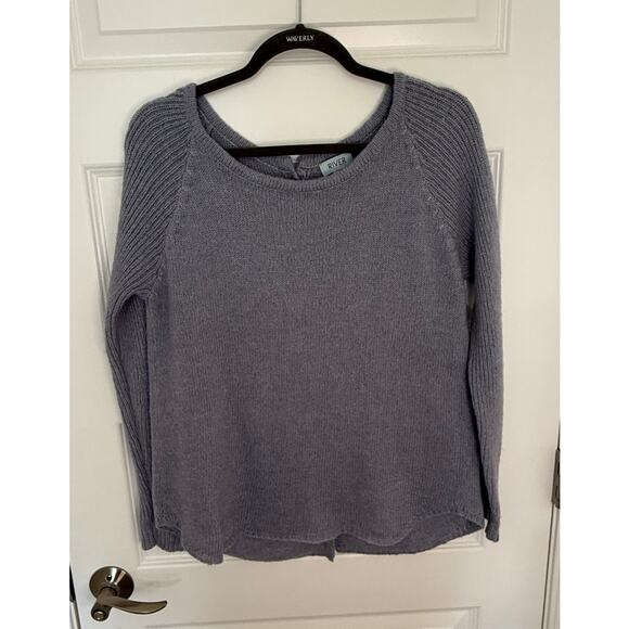 River Medium Lavender Back Button Sweater Women’s Long Sleeve Knit Pullover - Picture 1 of 5